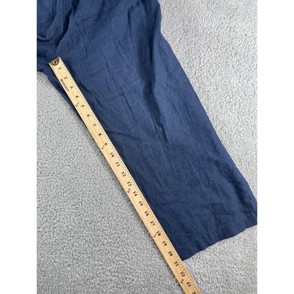 Liz Claiborne Pants Womens XS Blue Linen Blend Comfy Baggy Waist Tie Pockets - Picture 9 of 12
